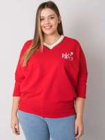 Czerwona bawełniana bluzka plus size Alida