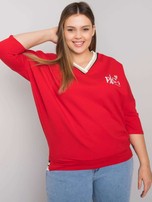 Czerwona bawełniana bluzka plus size Alida
                                 zdj. 
                                4