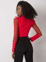 Czerwona bluzka damska z golfem Donnah RUE PARIS
                                 zdj. 
                                3