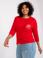 Czerwona bluzka plus size z aplikacją Vivianne 
                                 zdj. 
                                5