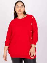 Czerwona bluzka plus size z okrągłym dekoltem Brigitte
                                 zdj. 
                                2