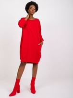 Czerwona dresowa sukienka z kieszeniami Salou
                                 zdj. 
                                4