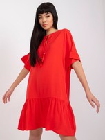 Czerwona sukienka z falbaną Sindy SUBLEVEL 
                                 zdj. 
                                4