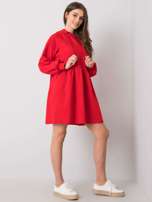 Czerwona sukienka z kapturem Sidorela RUE PARIS
                                 zdj. 
                                3