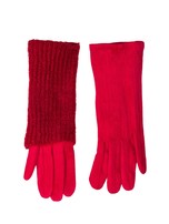 Czerwone ocieplane rękawiczki damskie
                                 zdj. 
                                2