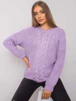 Fioletowy sweter z warkoczami Jacksonville RUE PARIS
                                 zdj. 
                                1