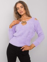 Fioletowy sweter z wycięciami Leandre RUE PARIS