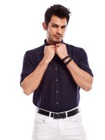 Granatowa koszula męska regular fit z podwijanymi rękawami 
                                 zdj. 
                                7