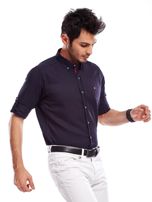 Granatowa koszula męska regular fit z podwijanymi rękawami 
                                 zdj. 
                                9