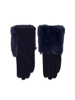 Granatowe rękawiczki zimowe z futerkiem
                                 zdj. 
                                2