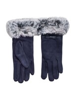 Granatowe rękawiczki zimowe z futerkiem
                                 zdj. 
                                4