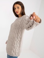 Hurt Jasnobeżowy sweter z warkoczami i szerokim rękawem RUE PARIS 
                                 zdj. 
                                5