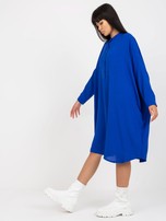 Hurt Kobaltowa koszulowa sukienka oversize z długim rękawem 
                                 zdj. 
                                4