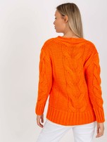 Hurt Pomarańczowy sweter rozpinany z dużymi guzikami Louissine RUE PARIS 
                                 zdj. 
                                3
