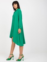 Hurt Zielona asymetryczna sukienka szmizjerka z długim rękawem 
                                 zdj. 
                                3