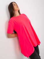 Hurtownia Fluo różowa gładka bluzka plus size z wiskozy 
                                 zdj. 
                                6