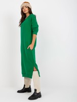 Hurtownia Zielona midi sukienka dresowa z kieszeniami
                                 zdj. 
                                6