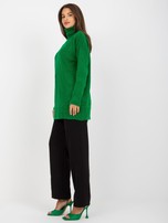 Zielony luźny sweter z wysokim golfem RUE PARIS 
                                 zdj. 
                                6
