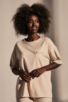 Jasnobeżowy t-shirt z bawełny ekologicznej Dominikana MOTHER EARTH