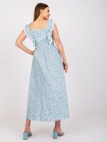 Jasnoniebieska bawełniana maxi sukienka z printami
                                 zdj. 
                                3