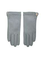 Jasnoszare damskie rękawiczki z ekoskóry
                                 zdj. 
                                3