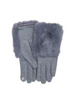 Jasnoszare rękawiczki zimowe z futerkiem
                                 zdj. 
                                1