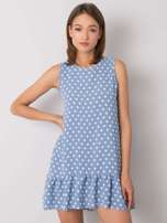 Niebieska sukienka w groszki Nicollete RUE PARIS
                                 zdj. 
                                2