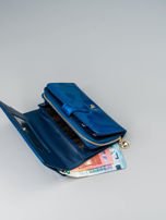 Niebieski lakierowany portfel w drobny wzór
                                 zdj. 
                                16