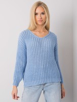 Niebieski sweter z dzianiny Worthington RUE PARIS
                                 zdj. 
                                4