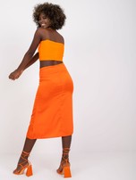Pomarańczowa spódnica trapezowa midi Terrassa RUE PARIS 
                                 zdj. 
                                4