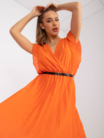Pomarańczowa sukienka midi z kopertowym dekoltem Marine
                                 zdj. 
                                4