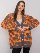 Pomarańczowo-szary sweter na guziki Janaya RUE PARIS
                                 zdj. 
                                1
