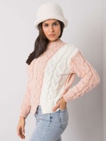 Różowy damski sweter w warkocze Biarritz RUE PARIS
                                 zdj. 
                                4