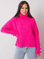 Różowy sweter golf damski Emrie RUE PARIS
                                 zdj. 
                                2