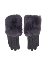 Szare rękawiczki zimowe z futerkiem
                                 zdj. 
                                4