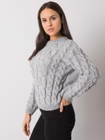 Szary damski sweter w warkocze Florianna RUE PARIS
                                 zdj. 
                                3