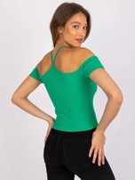 Zielona bluzka z bawełny prążkowanej Seila RUE PARIS 
                                 zdj. 
                                4