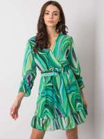 Zielona sukienka we wzory z paskiem Kerley
                                 zdj. 
                                2