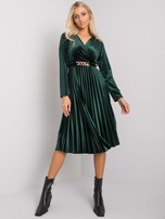 Zielona sukienka welurowa z wiązaniem Vernazza