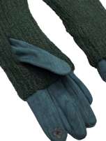 Zielone ocieplane rękawiczki damskie
                                 zdj. 
                                3