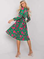Zielono-różowa wzorzysta sukienka plisowana Oviedo
                                 zdj. 
                                2