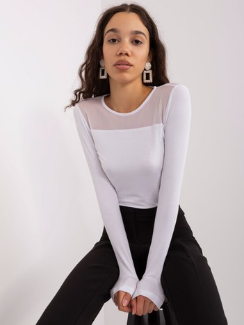 Hurt Biała bluzka longsleeve z wiskozy BASIC FEEL GOOD
