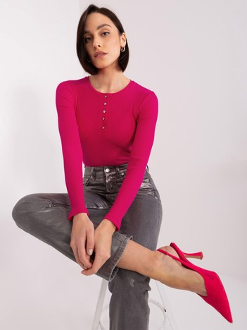Hurt Fuksjowa bluzka z ozdobnymi guzikami BASIC FEEL GOOD