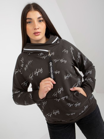 Hurt Khaki damska bluza plus size z kapturem i nadrukiem 