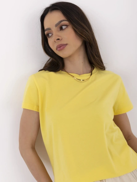 Żółty t-shirt z okrągłym dekoltem BASIC FEEL GOOD