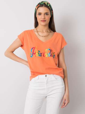 Pomarańczowy t-shirt z nadrukiem Hollis
