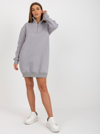 Hurt Szara mini dresowa sukienka basic z suwakiem