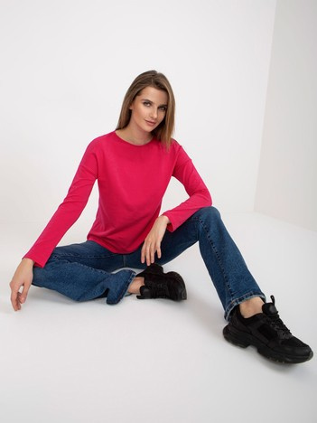Hurtownia Fuksjowa bawełniana bluzka basic longsleeve