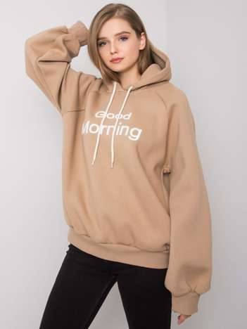 Tmavobežová zateplená oversized mikina s kapucňou Alice.