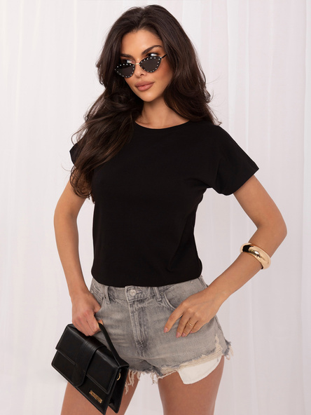 Hurt Czarny bawełniany damski t-shirt basic